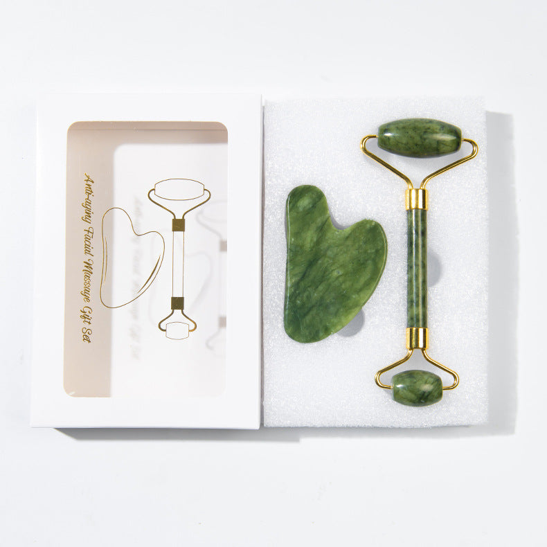 Set de rodillo facial de jade y masajeador Gua Sha